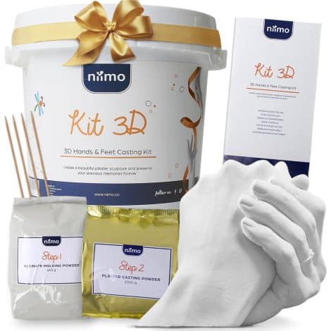 Kit per stampare le mani in gesso, ideale come regalo di compleanno o anniversario per lui o per lei.