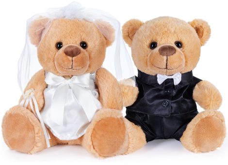 Orsetto Sposo e Sposa Brubaker – Set Teddy da regalare per Matrimonio e Fidanzamento – 25 cm.