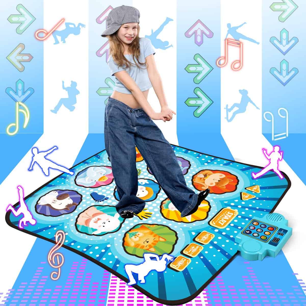 Innedu Tappeto da Ballo, Tappeto Musicale con Luci a LED, Tappeto Danza con più modalità di Gioco e Livelli di Sfida, Giocattolo Musicale Portatile, Regali per 3 4 5 6 7 8+ Anni Ragazzi e Ragazze