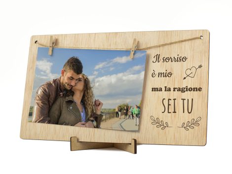 Portafoto romantico per San Valentino, con clip per foto polaroid. Regalo perfetto per lui o per lei.