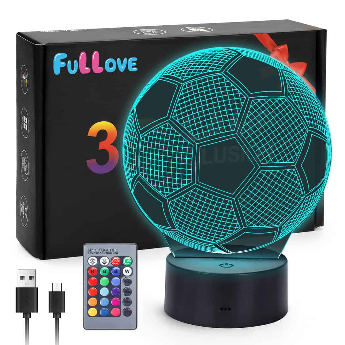 Idee Regalo Bambino Maschio Lampada LED Calcio per Ragazzo 5-12 Anni, Comunione, Compleanno, Natale Cresima