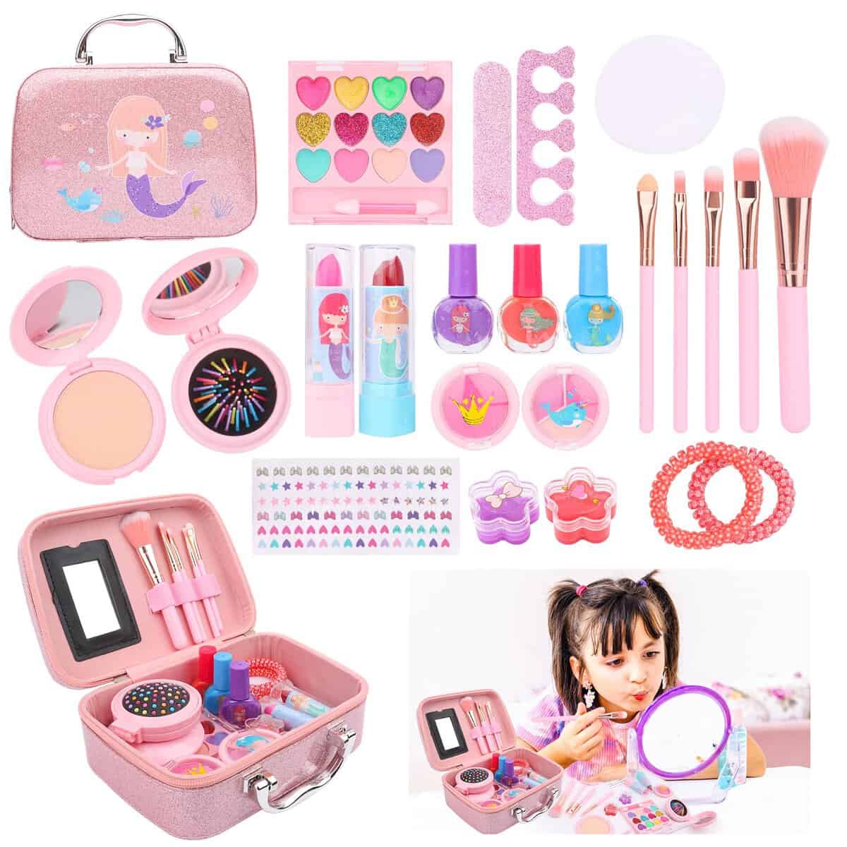 JOPHEK Trucchi Bambina Set, Sicuro e lavabile Kit di Cosmetici Veri per Bambini, Valigetta Trucchi Bambina, Giochi Regalo Bimba 3 4 Anni, Giochi Bambina Natale Compleanno Regalo Bambina 8 9 10 Anni