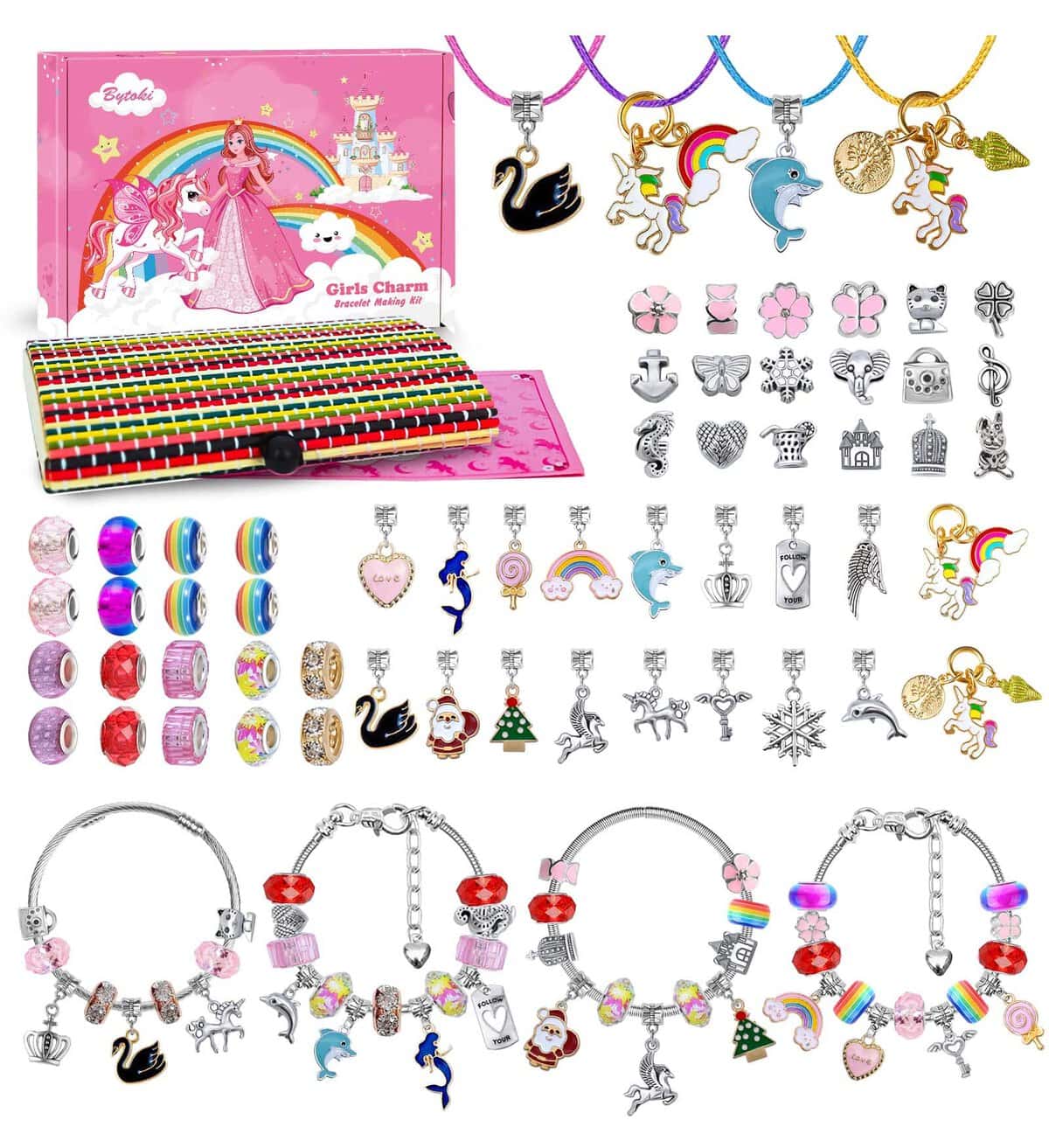 BYTOKI Regalo Bambina 5 6 7 8 9 10 11 Anni, Kit Braccialetti fai da te Bambina, Braccialetti Bambina, Giochi Bambina 6 7 8 9 10 11 12 Anni, Idee Regalo Ragazza per Ragazze Regalo Bambina 8-12 Anni