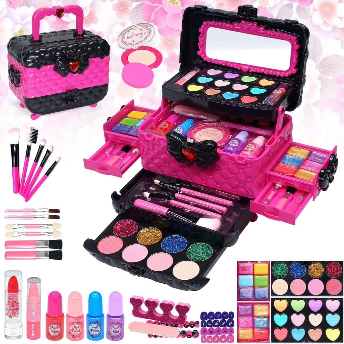 Set di Trucchi per Bambini e Bambine - 57 Pezzi Anallergici Set Trucchi Bambina Lavabile Valigetta Trucchi Ragazze,Giocattoli, Natale,Regalo di Compleanno per Ragazze 4, 5, 6, 7, 8, 9, 10 Anni