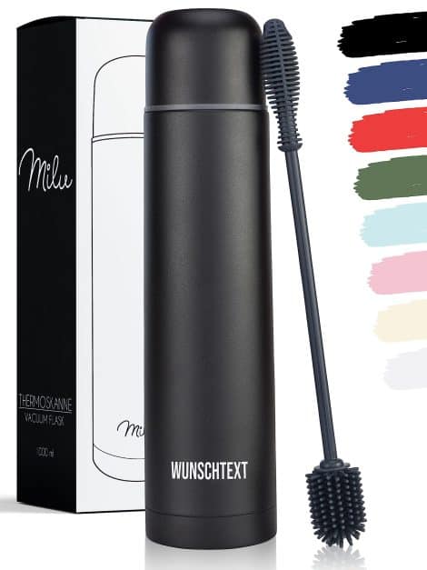 Thermos personalizzato Milu da 1L, 750ml, 500ml con nome di Natale inciso, regalo ideale per tutti!