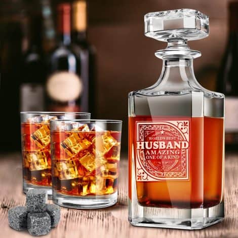 Set premium con pietre da whisky: regalo ideale per mariti amanti del whisky, perfetto per compleanni e San Valentino.