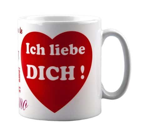Tazza “Amore tedesco”, regalo ideale per compleanni o San Valentino, adatto sia per uomini che donne.