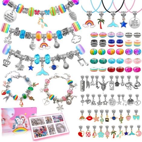 Kit per creare braccialetti MULEVIP da 125 pezzi, perfetto regalo per ragazze di 5-11 anni.
