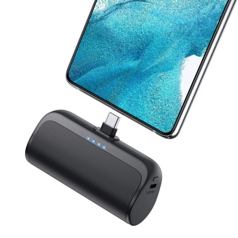 Caricatore Portatile AXNEB 5200mAh Ultra Compatto USB C per Android Samsung, LG, OPPO, Huawei, Xiaomi.