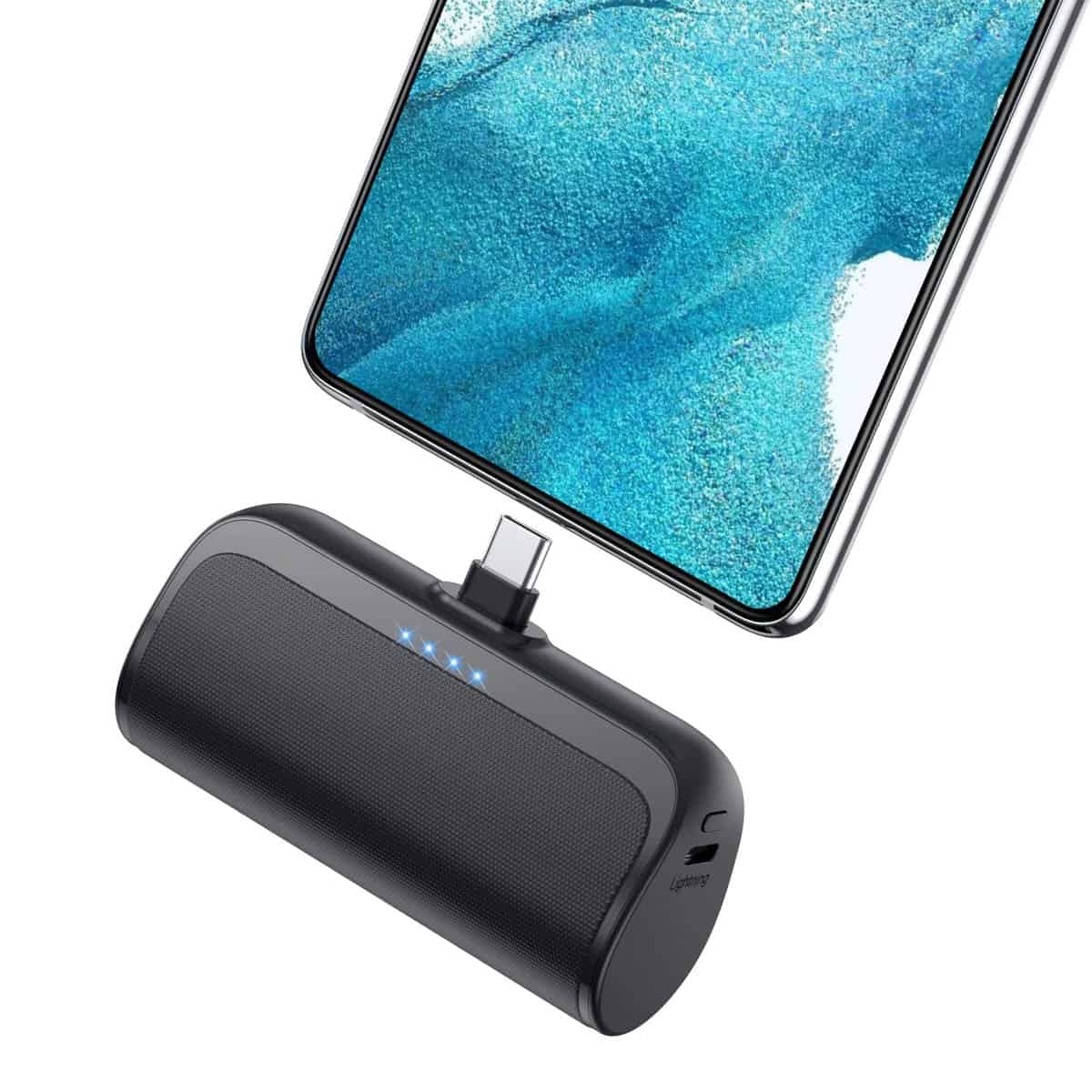 AXNEB Power Bank 5200mAh, 15W PD 3A Ultra-piccolo&Ultra-compatto Caricatore Portatile USB C Ingressi&Uscite Mini Powrbank Batteria Esterna per Android Samsung Galaxy Note LG OPPO Huawei Xiaomi-Nero