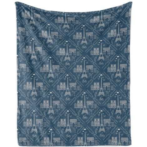 Coperta Parigi a stampa torre Eiffel, 100×130 cm, blu. Ideale per regali, soffice e morbida, coperta in pile per divano.