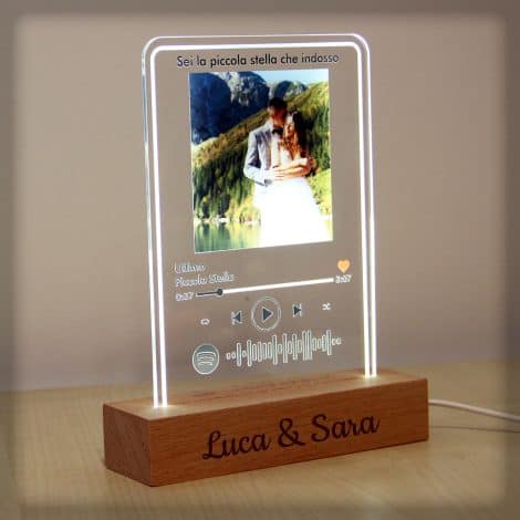 Targa Spotify Unica, Regalo per Coppie, San Valentino Personalizzato, per Amica, con scatola regalo. Scegli tra vari Modelli (Led Trasparente).