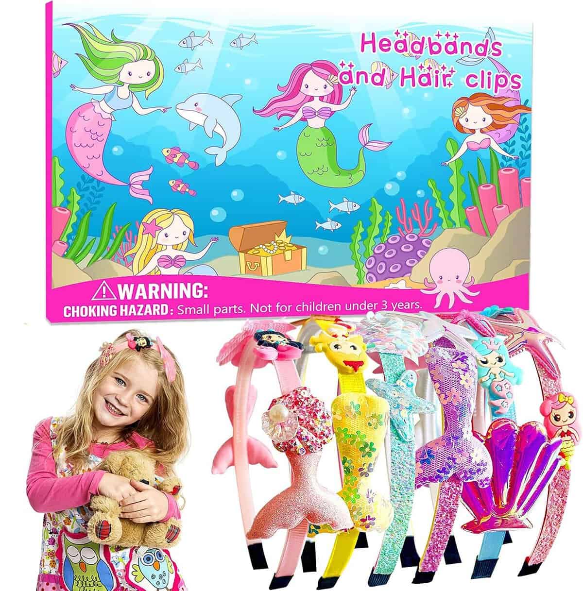 Daover Kit per La Creazione di Fasce per Capelli Fai, 5-12 Anni Ciondoli a Sirena, Artigianato Fai-da-Te Regalo per Ragazze, e per Bambini (52 Pezzi)
