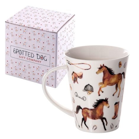 Tazza di cavalli per caffè e tè a colazione della SPOTTED DOG GIFT COMPANY: ideale come idea regalo in porcellana.