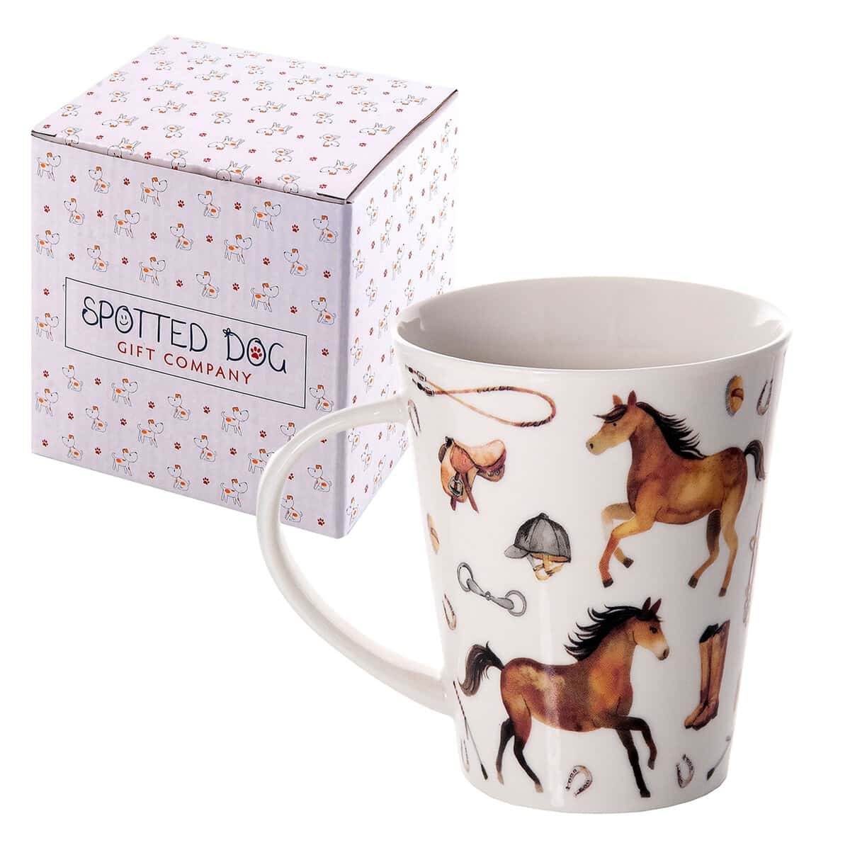 SPOTTED DOG GIFT COMPANY - tazza con motivo di cavalli - per caffè e tè a colazione - idee regalo - in porcellana