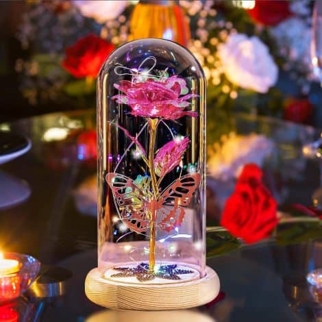 Parole chiave: Rosa eterna, Cupola vetro, Galaxy Rose, Luce LED, Rosa artificiale, Regalo donne, San Valentino, Natale, Festa mamma, Compleanno, Anniversario.Titolo del prodotto: Rosa Eterna Galaxy con Luce LED, Regalo Perfetto per Occasioni Speciali.