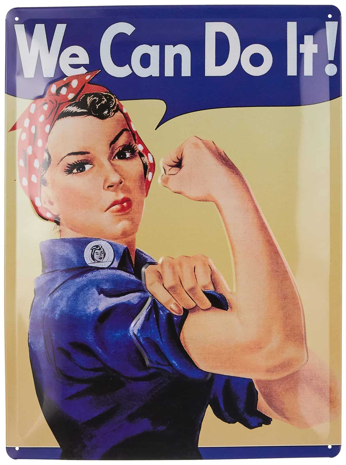 Nostalgic-Art Targa Vintage USA – We Can do it – Idea Regalo per Donne, in Metallo, Design Retro per Decorazione, 30 x 40 cm