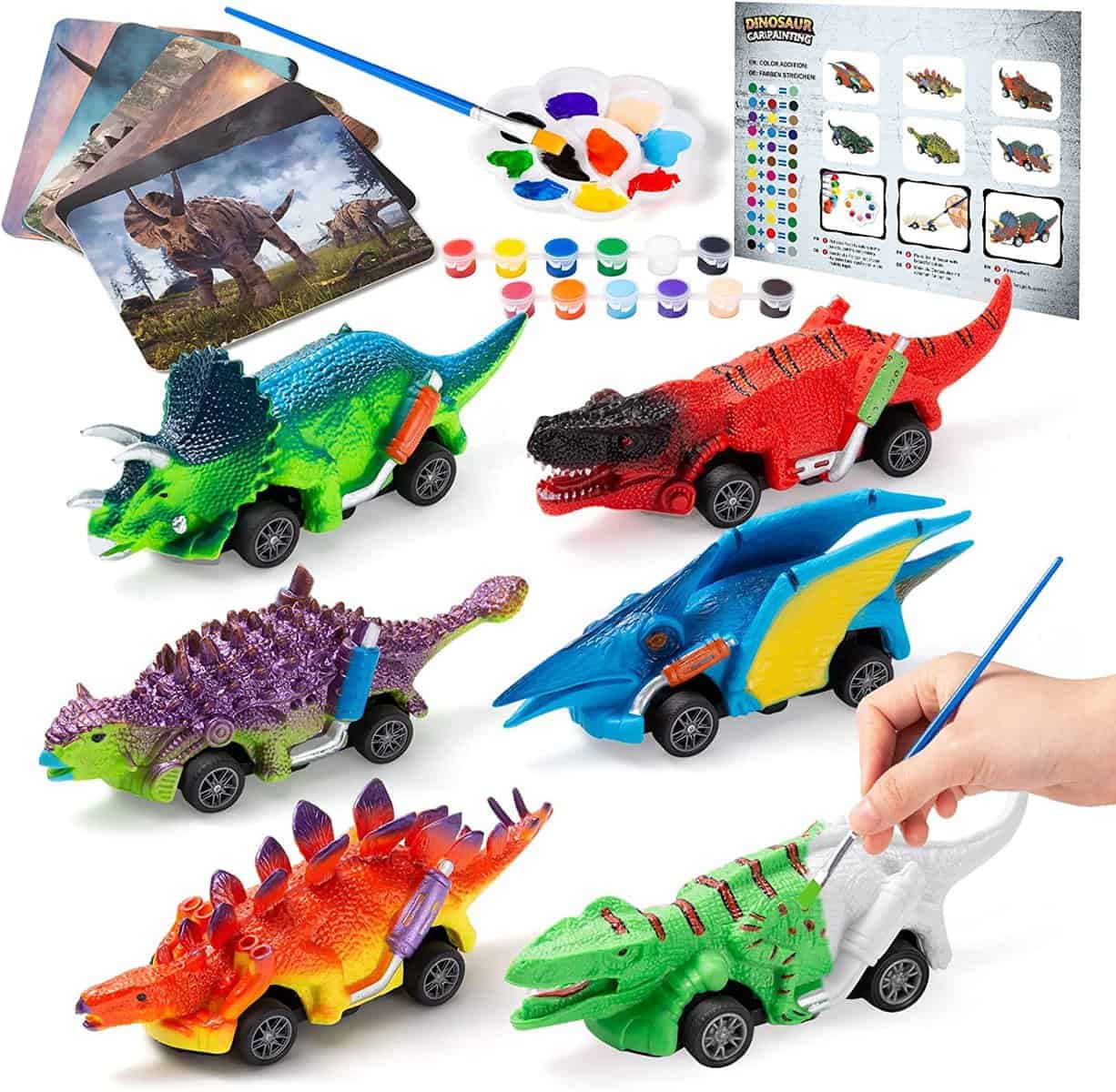 ONLYFUN Kit fai da te per bambini dai 3 4 5 6 anni, giocattolo dinosauro, giocattolo a partire da 3 4 5 6 7 anni, giocattolo per auto, regalo ragazzo 4 5 6 7 anni,set da pittura per bambini