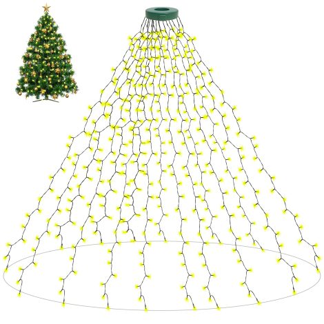 Catene luminose natalizie 16x2m con 400 LED, 8 modalità, timer, luce morbida per interni ed esterni.