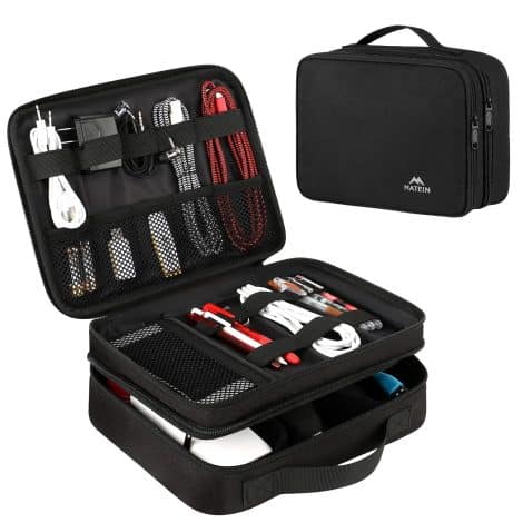 Organizzatore Elettronico da Viaggio MATEIN, Nero: Ideale per Caricatore, Auricolari, Power Bank e Cavi Elettronici.
