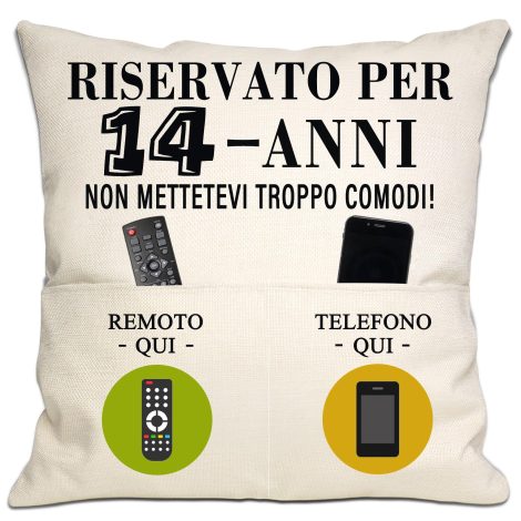 Copricuscino da tasca per festeggiare il 14° compleanno di ragazze e ragazzi adolescenti. Perfetto come regalo per figlie, figli, nipoti, amici, sorelle, fratelli o compagni di classe.