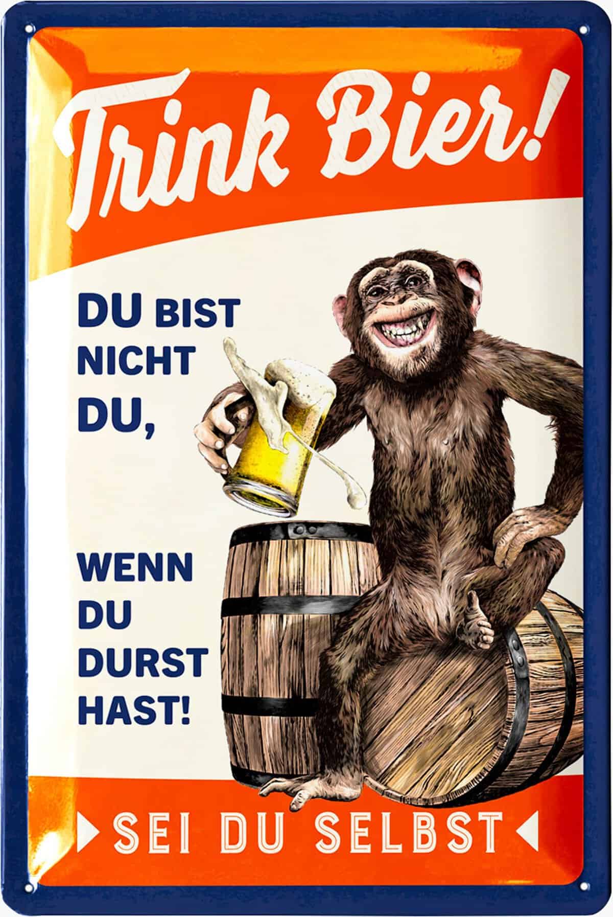 Targa in metallo retrò con scritta in lingua tedesca "Trink Birer, Sei du selbst", divertente cartello come regalo per uomini e amanti della birra, targa vintage in metallo, 20x30 cm