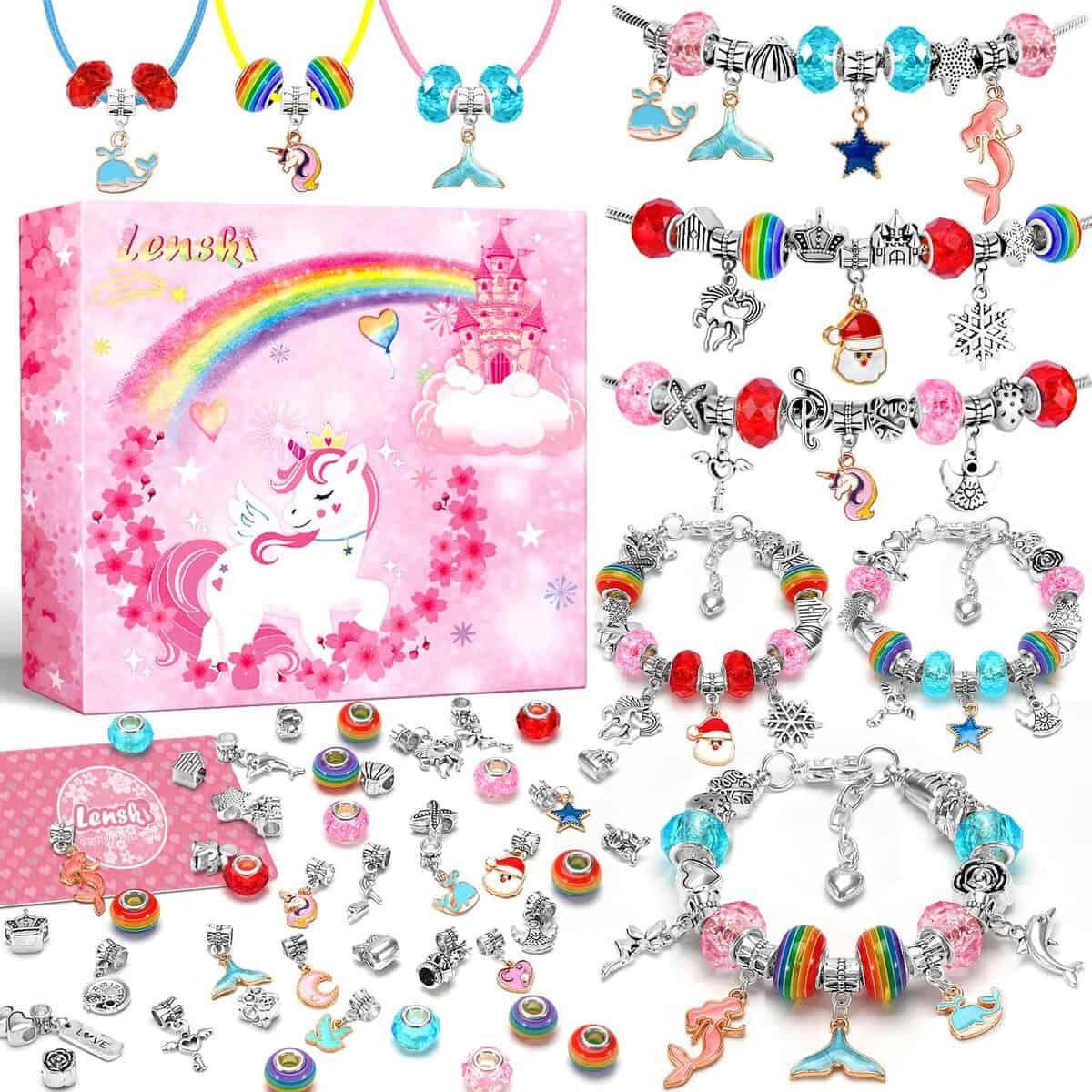 Lenski Kit Braccialetti Fai Da Te Bambina, Regalo Bambina 6-12 Anni, Kit Per Braccialetti Bambina Giochi Bambina 5-12 Anni, Crea Braccialetti Bambina, Idee Regalo Natale Originali, Regalo Compleanno