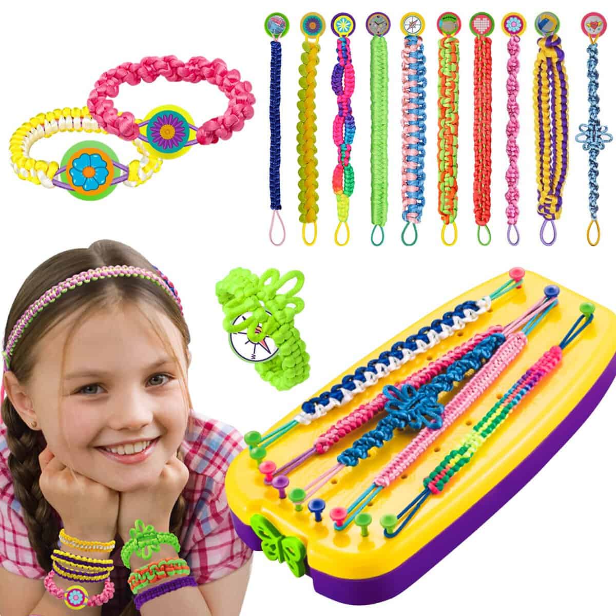 UUEMB Kit Bracciale Dell'Amicizia, Kit Artigianale Braccialetto Fai-da-te per Ragazze di 6-12 Anni, Creativi Kit per Creazione di Gioielli, Bambini Giocattoli Regalo di Compleanno di Natale