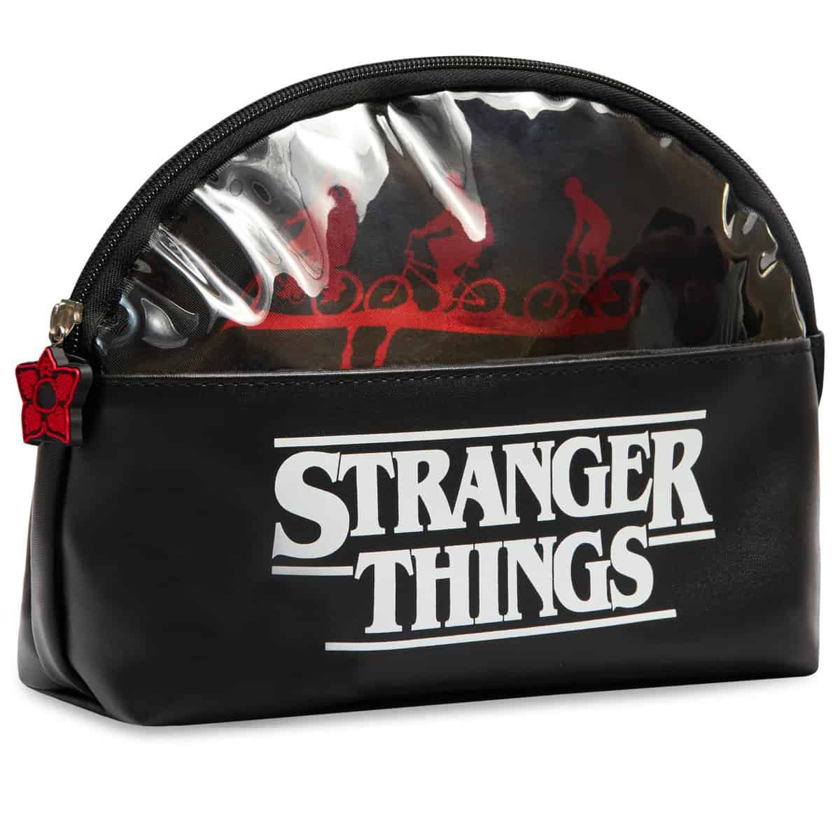Stranger Things Beauty Case da Viaggio - Pochette Donna Ragazza Borsa da Toilette con Zip per Cosmetici - Trousse Porta Trucchi Stranger Things Gadget Regalo (Nero)