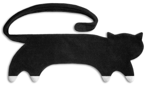 Cuscino caldo Leschi per il corpo, coliche neonatali e ciclo, ad uso microonde con semi di grano, termico per bambini. Coco Gatto, nero.