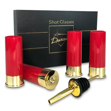 Confezione regalo Durawe Company di bicchierini da tiro calibro 12, ideale per bevande come whisky, rum, tequila.