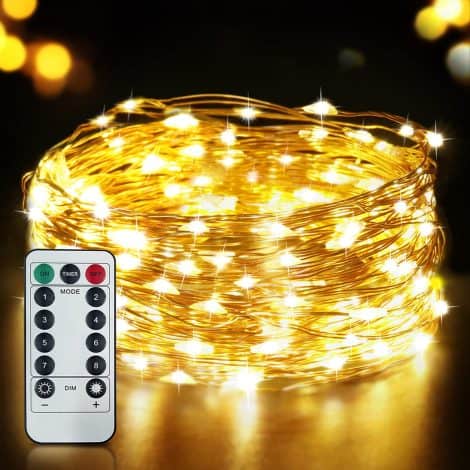 Filo Luminoso SLAMOS LED, 15m 150 LED USB, Impermeabile con Telecomando, Adatto per Natale, Feste, Matrimonio.