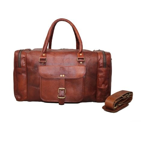 Borsone in pelle vintage per viaggi, sport e palestra, un regalo da uomo o donna. (16 words)