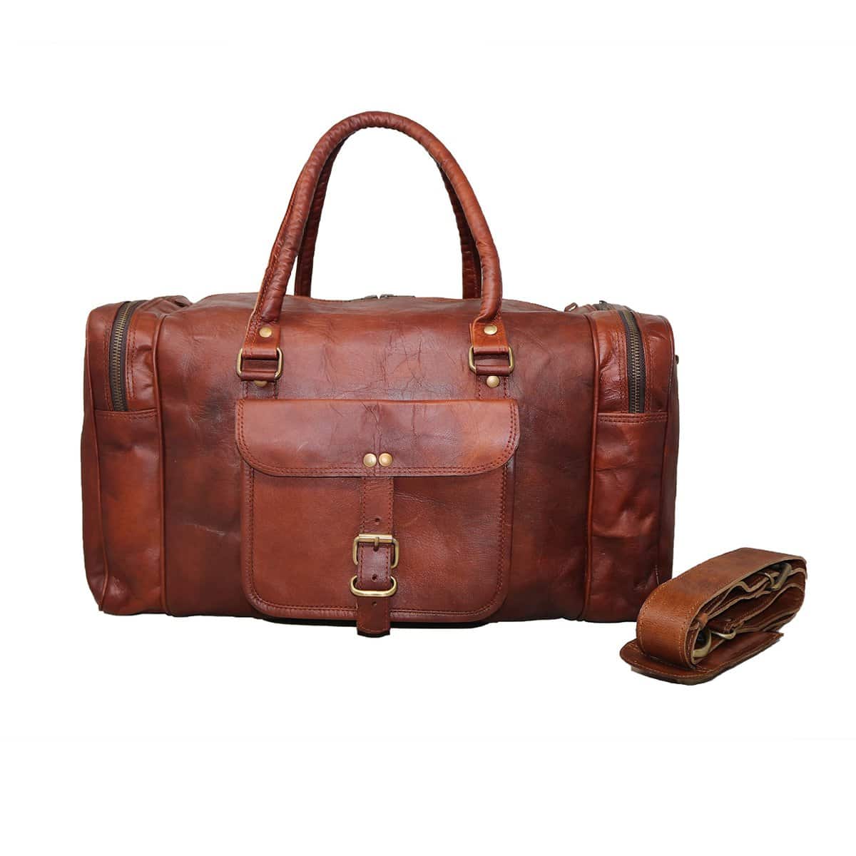 Jaald 50 Cm Borsone Bagaglio Tracolla da Viaggio Campeggio Sportiva Fitness Sport Carry on Palestra a Mano in Vera Pelle da Uomo Donna Regalo Vintage Valigia Borsa Leather duffel travel luggage bag