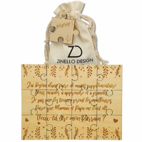 Italian: Puzzle in legno per sorprendere il padrino, idea regalo unica e personalizzata per annunciare la gravidanza, annuncio di nascita divertente ed insolito, consegna inclusa.