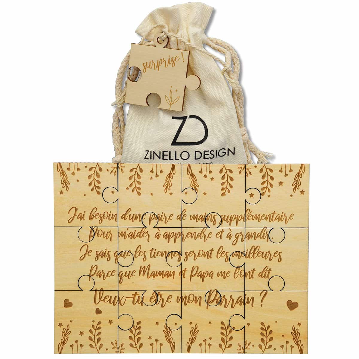 Puzzle in legno per annuncio di gravidanza per padrino, idea regalo rompicapo originale e personalizzato per fare la vostra richiesta, annuncio divertente e insolito nascita del bambino, consegnato in