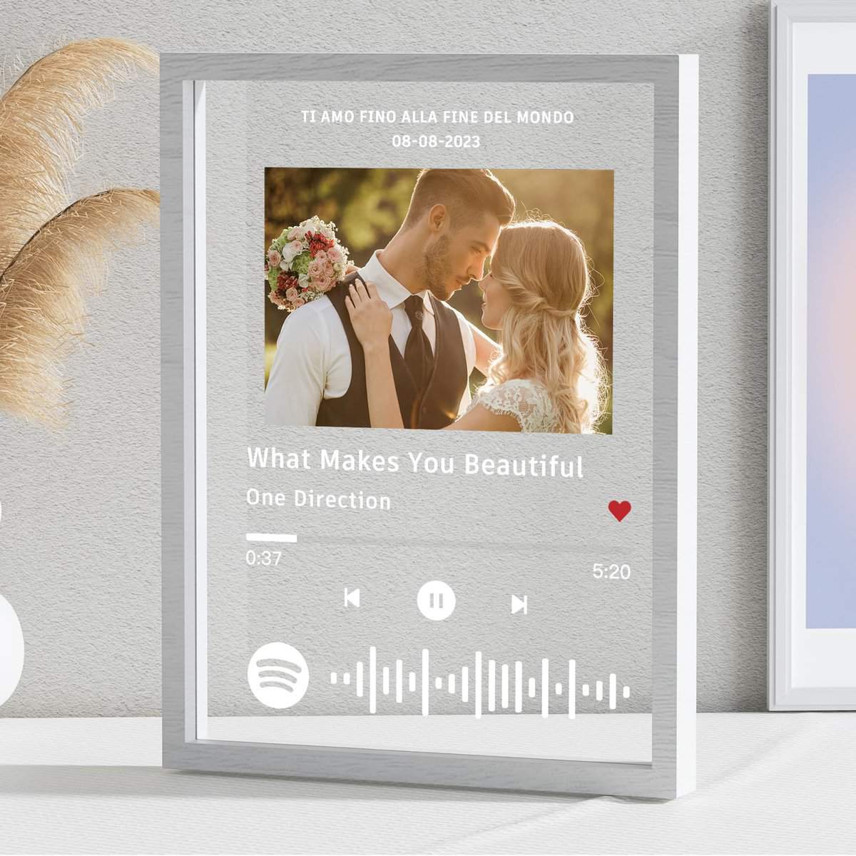 Targa di Spotify personalizzata con foto-Cornice Portafoto spotify personalizzata, regalo personalizzato per San Valentino, regalo per uomo, donna, coppia, regalo di anniversario, regalo di Natale