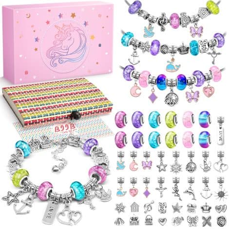 Kit per creare braccialetti fai-da-te per bambine di 5-10 anni, regalo di Natale originale e ideale per il compleanno di una ragazza.