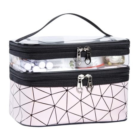 Borsa da toilette impermeabile per viaggi, per organizzare i tuoi cosmetici. Perfetta per palestra e bagaglio a mano. (Rosa)