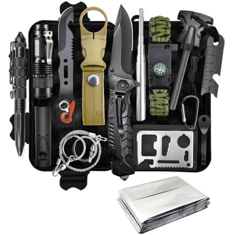 Kit di sopravvivenza professionale 13 in 1 per campeggio, emergenze, regali, compleanni, campeggio, pesca e caccia.