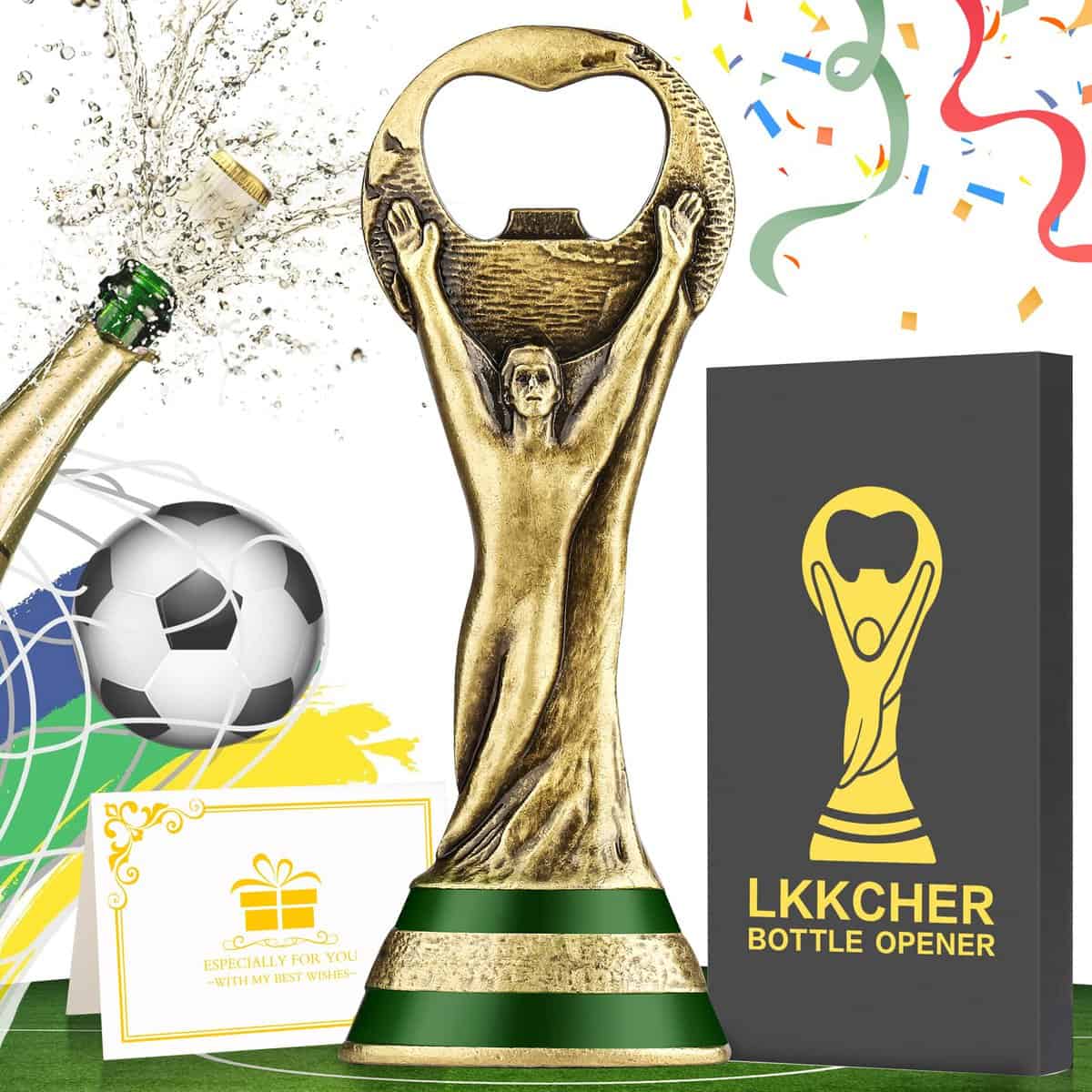 LKKCHER Trofeo Apribottiglie per Birra, Regali per gli Appassionati di Calcio Trofeo, Festa del Papa Idee Regalo, Regali Natale Uomo Donna, Idee Regalo Uomo Donna Compleanno, Regalo Uomo Donna