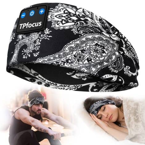 Cuffie DormiPresto Bluetooth 5.2 regalo unisex, cuffia sportiva wireless ricaricabile per sonno e corsa (Bianco/Nero)