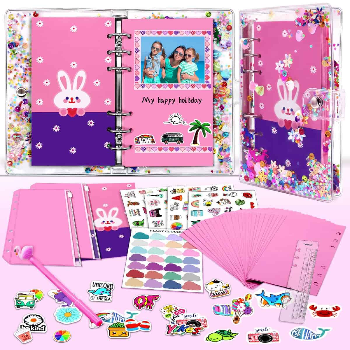 Aocii Regalo per ragazze 6 7 8 9 10 11 12 13 anni, set di scrapbook fai da te per bambini, diario bullet scrittura