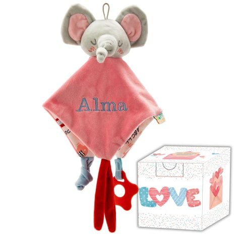 Elefante ROSA – CASCIAVUOTTO Personalizzato con Nome Ricamato | Idea Regalo Originale per Neonato.