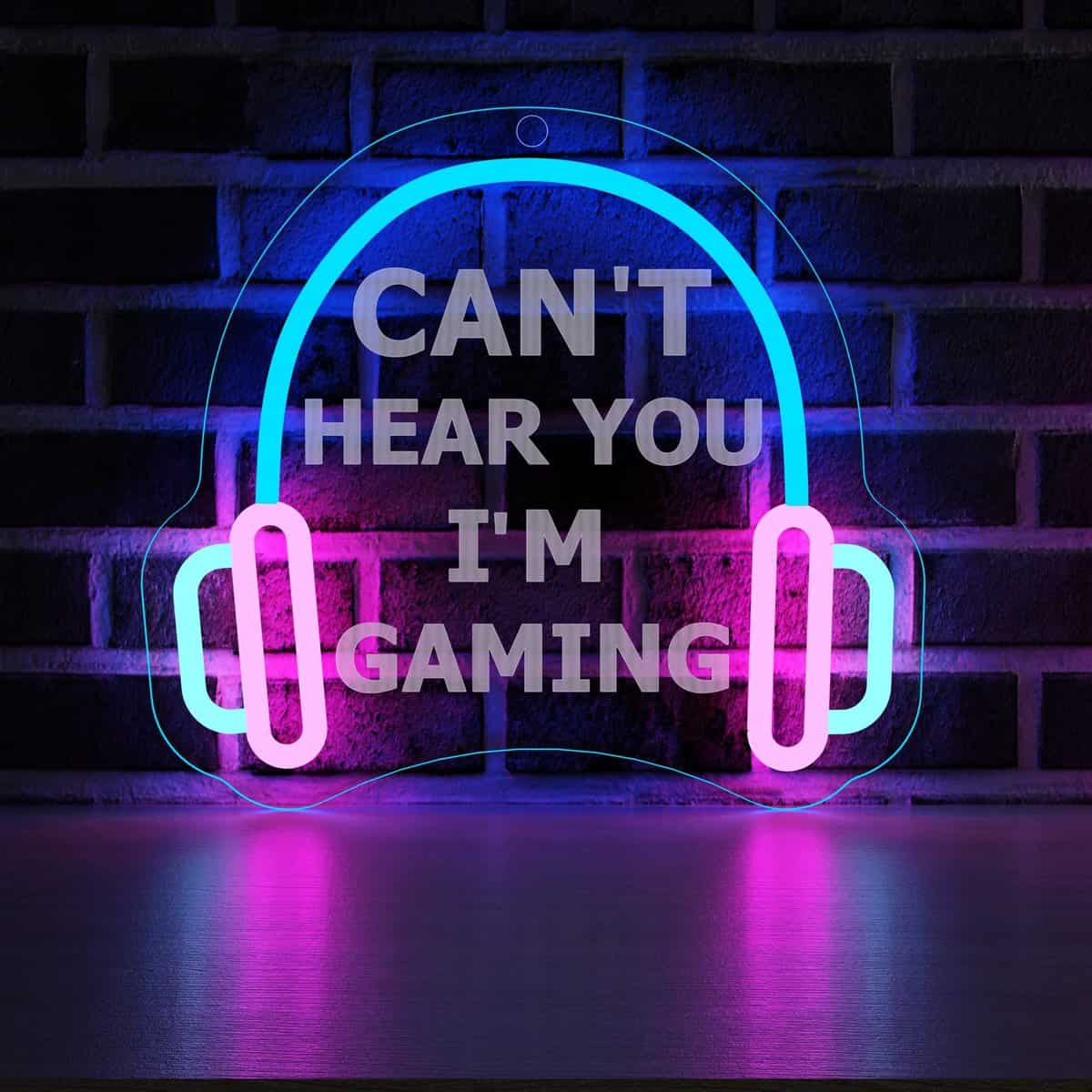 Insegna al neon con scritta "YuanDian Can't Hear You I'm Gaming", luci al neon a LED per sala giochi, decorazione da parete, idea regalo per ragazzi, giocatori, nipoti, uomini, adolescenti, figli,