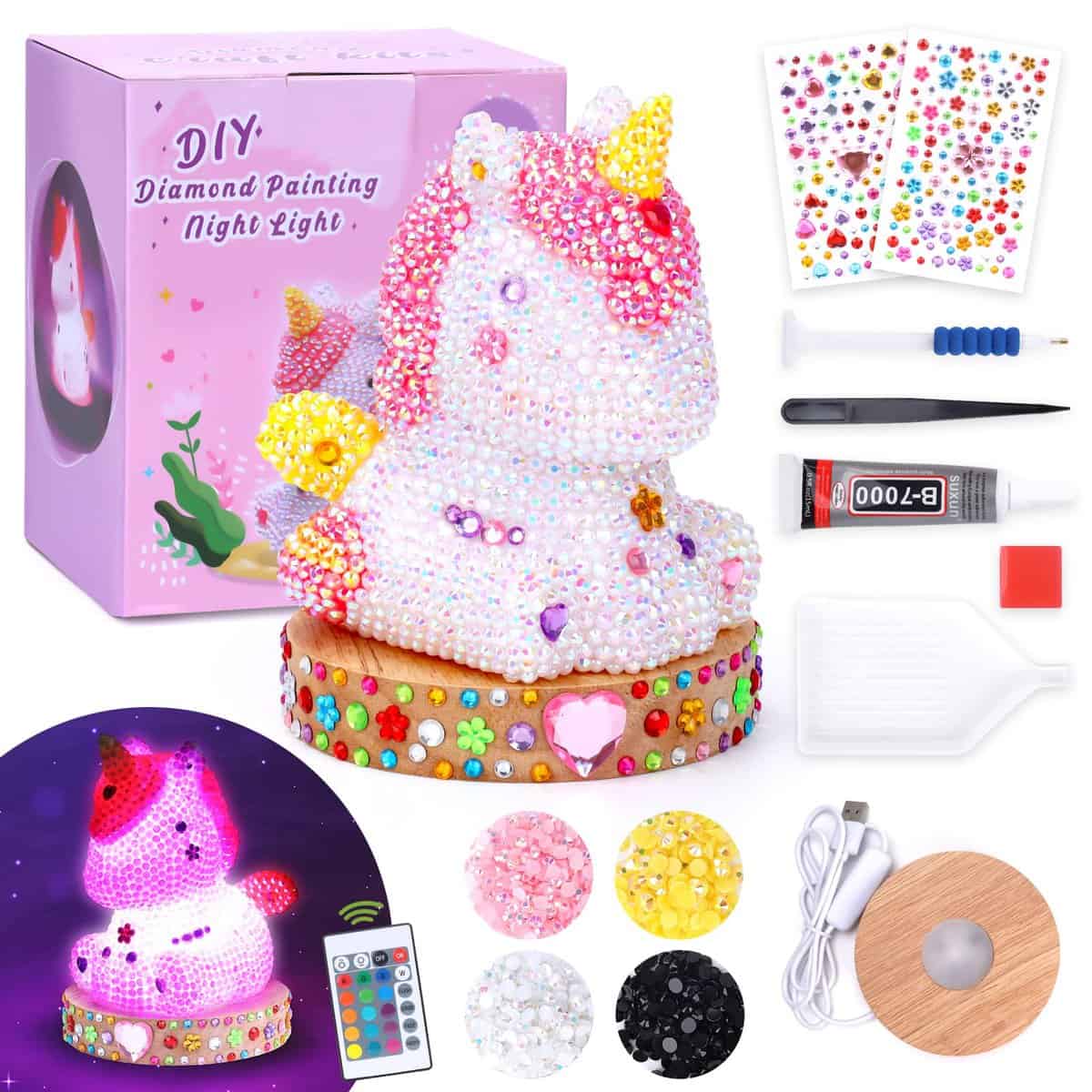 Jocossol Giochi Bambina 4 5 6 7 8 Anni, Giochi Creativi Bambina 3-7 Anni Kit di Arte e Artigianato per 4-8 Anni Bambina Regali Bambina 3 4 5 6 7 Anni DIY Unicorn Night Light per Ragazze Bambini