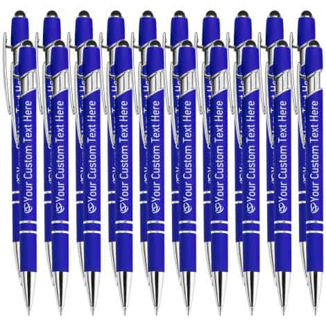 Penne incise STREADVE, confezione 20 penne personalizzate lisce. Regalo perfetto per uomini, donne, matrimoni, ufficio, promozione aziendale. Colore: blu.