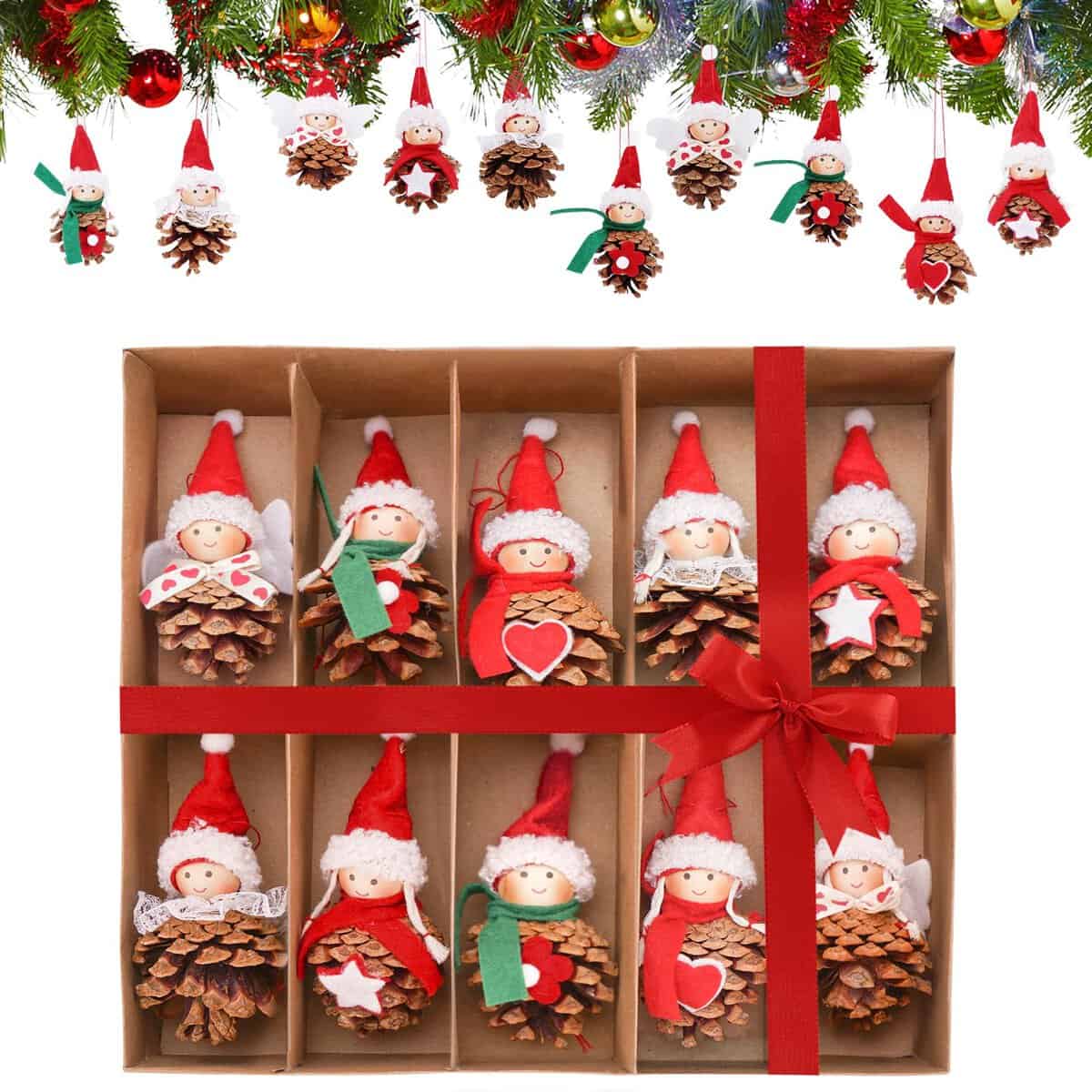 Decorazioni Albero di Natale Pigna, Decorazioni Natalizie a pigna Naturali Albero di Natale Angeli Ornamento da Appendere per Natale Decorazione