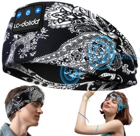 Cuffie Bluetooth LC-dolida per dormire sul fianco, sportive, con audio stereo HiFi ergonomiche per tutti.