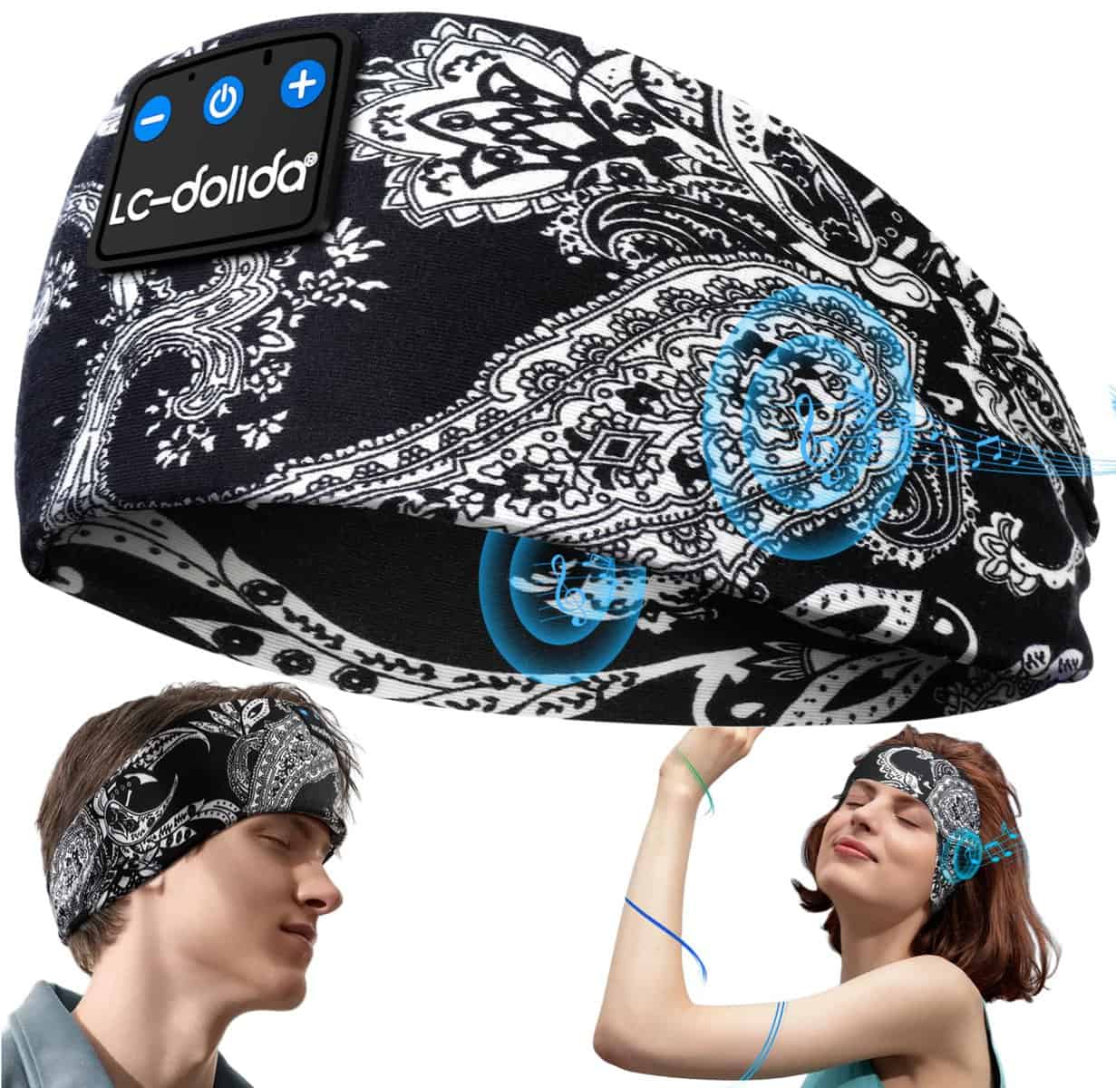 LC-dolida Cuffie Bluetooth per dormire sul fianco, cuffie per dormire, cuffie sportive, lunghe ore di gioco, leggere con stereo HiFi, ergonomiche per uomini e donne